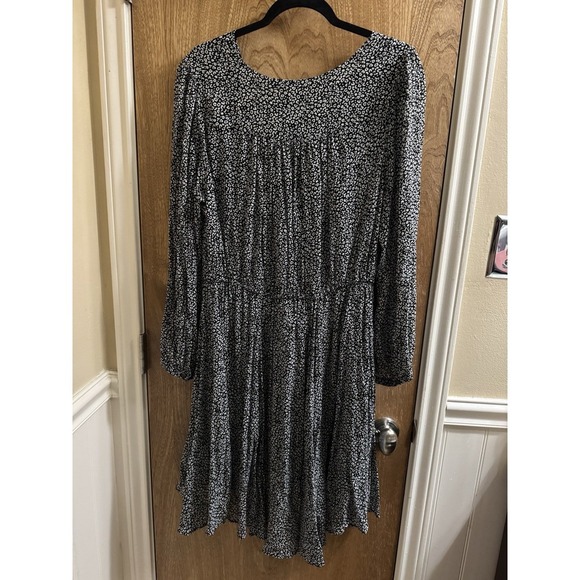 Maeve by Anthropologie Black White Carolyn Leopard Print Mini Dress Plus Size 1X - Picture 10 of 11